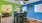 a table in a room with blue walls